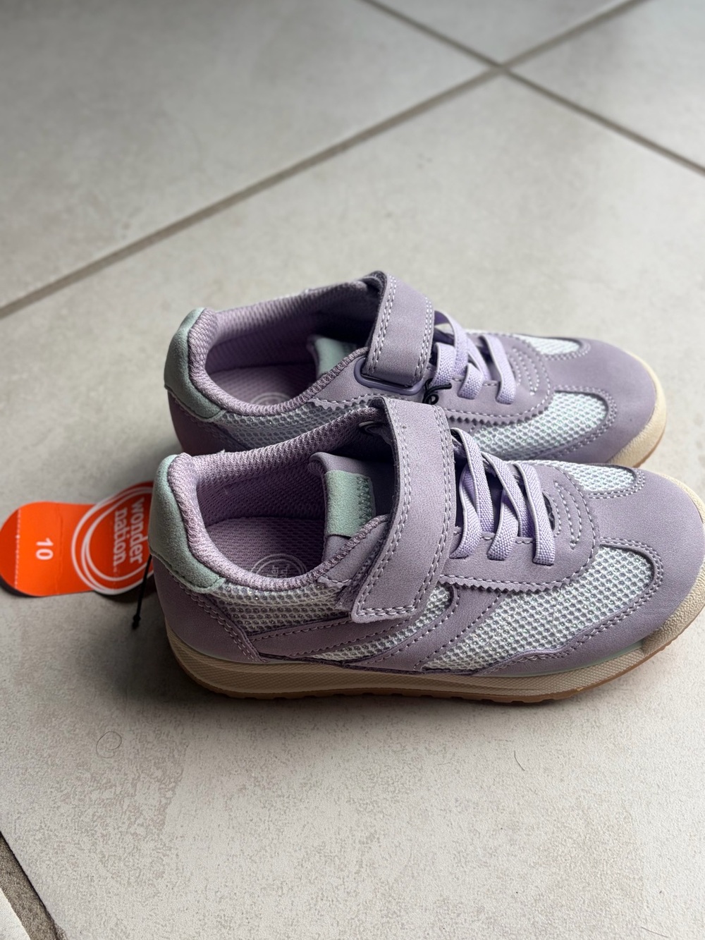 wonder nation Lavender and Mint Kids Sneaker with Hook-and-Loop Strap